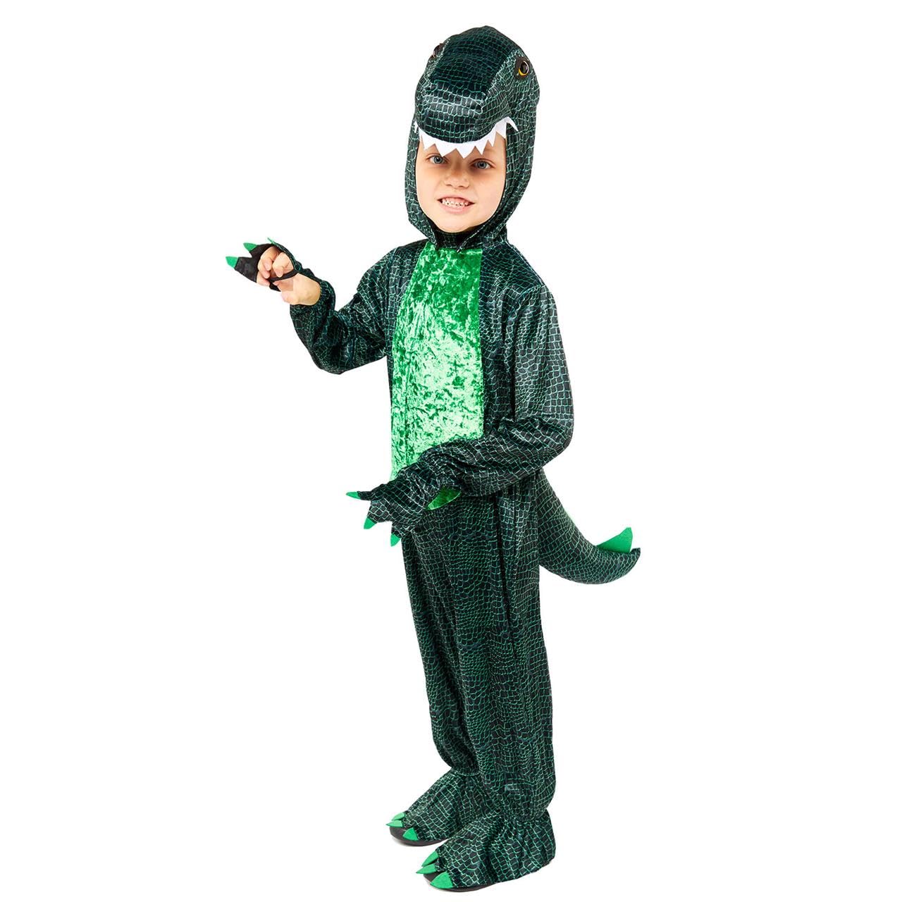 (PKT) (9907209) Child Dark Dino Dinosaur Costume (6-8yr)