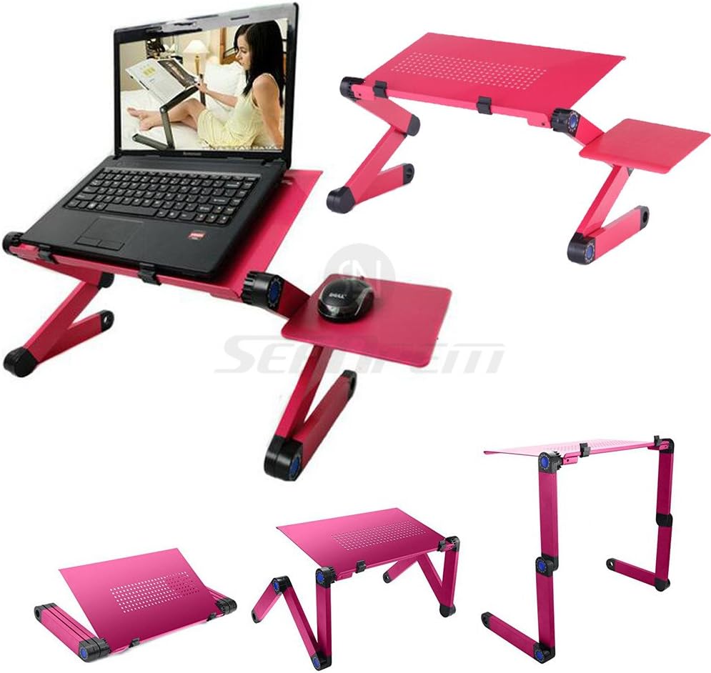 Upgrade Laptop Bed Tray Table w/ Mouse Pad - 48CM, Adjustable Laptop Stand, Portable Standing Desk, With Foldable Legs, Foldable Sofa Breakfast Table, Notebook Stand Reading Holder For Couch Floor Kids - Price Xes (ROSE)