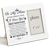 QZJ Mom Picture Frame Gifts, Gifts for Mom Birthday Unique, Mother's Day Christmas Gifts for Mom from Daughter Son, to My Mom Wood Picture Frame, 4 x 6 Inch Photo