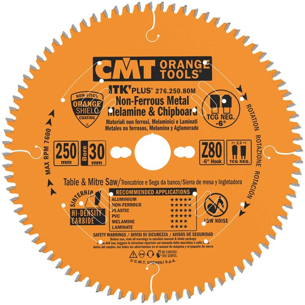CMT 276.250.80M - ITK Saw Blade for Aluminium HW 250x2.6/1.8x30 Z80 TCG N