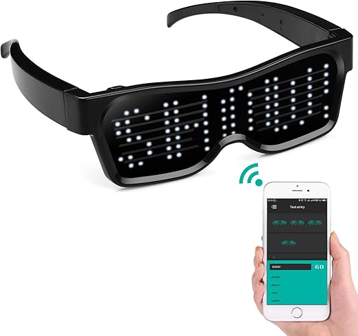 alavisxf xx gafas led con bluetooth con pantalla led conectada usb recargables para fiestas club dj halloween navidad texto graffiti