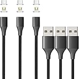 NetDot Magnetic Charging Cable,Gen10 3 in 1 Nylon Braided Fast Charging Magnetic Cable with LED Compatible Micro USB & USB-C 