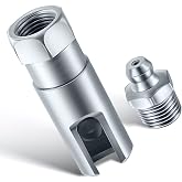 Saillong Grease Gun Coupler with 1/8 inch NPT Threads | Push on Slotted Right Angle 90 Degree Grease Gun Coupler Fits Standard 1/8 inch NPT Hoses, 2.1 Inch Length