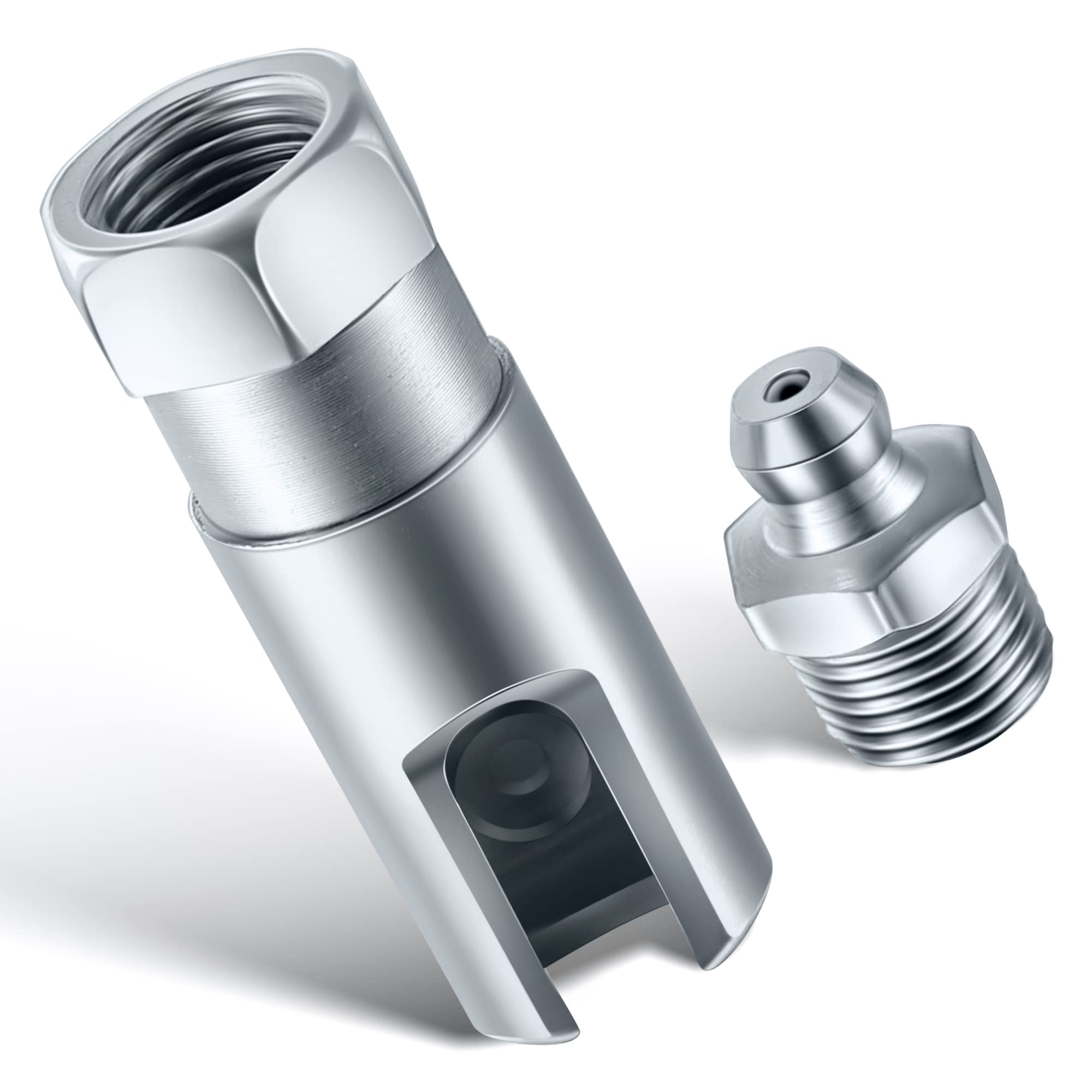 Photo 1 of Saillong Grease Gun Coupler with 1/8 inch NPT Threads, Push on Slotted Right Angle 90 Degree Grease Coupler Fits Standard 1/8 inch NPT Grease Hoses, 2.1 Inch Length
