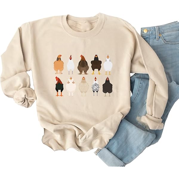 Amazon.com: WOCONWOR Chicken Sweatshirt, Embroidered Women's