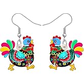 Acrylic Drop Hen Chicken Earrings Funny Farm Design Lovely Gift For Women By The Bonsny
