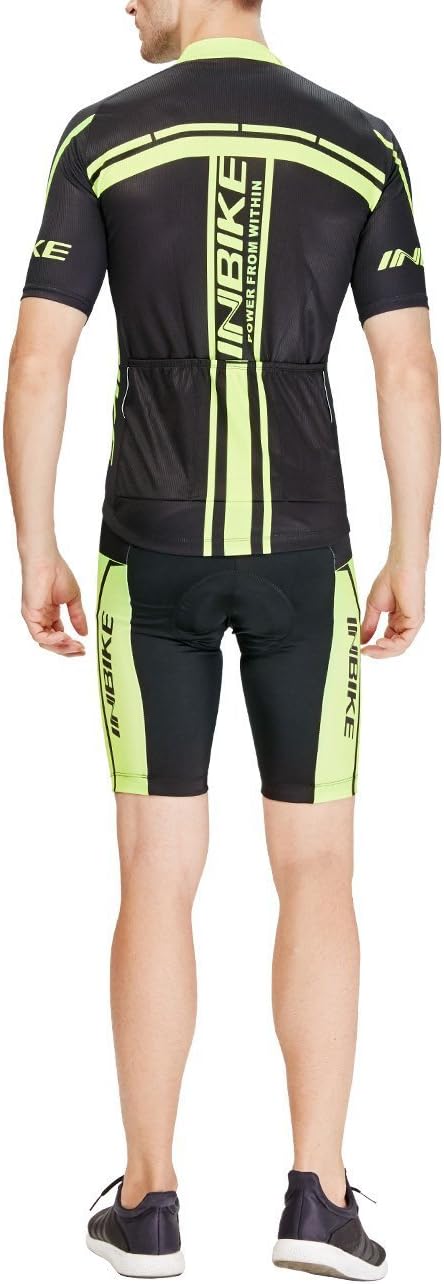 INBIKE Men's Cycling Jersey Set Short Sleeve Full Zip Moisture Wicking Breathable Quick-Dry, Bike Shirt with 3D Padded Shorts : Clothing