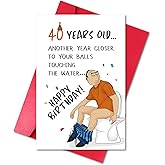 LYMEQING 40th Birthday Card for Men Him Friend, Funny Husband Birthday Card, Hilarious B-Day Gift for Boyfriend Brother (Another Year Closer to Your Balls Touching the Water)