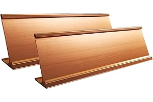 GENERIC 2" x 8" Aluminum Desk Name Plate Holder, Office Business Desk Sign Holder Desktop 2 Pack (Rose Gold)
