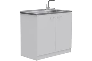 Tuhome Napoles Utility Kitchen Sink, Storage Cabinet with Shelf and Double Doors – All-in-One Kitchen Sink Cabinet for Home or Laundry