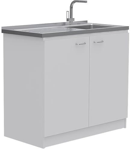 Stainless Steel Utility Sink With Cabinet & Pull-Out Faucet - Laundry Room, Garage, Indoor/Outdoor Sink