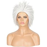 BEAUEXE Short Layered Cosplay Wig Silver White Wig for Sea Witch Costume Halloween Cosplay Wig Not Style