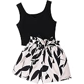 NEW 6-14 Years Seechosle Girls 2 Piece Outfits Ribbed Tank Top and Paperbag Shorts Set with Pockets