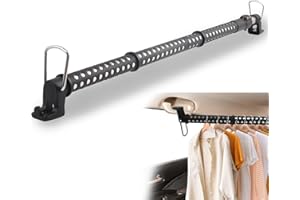 Greeily Car Clothes Hanger Bar, 33" to 54" Telescopic Clothes Rod for Car Travel Road Travelers Made of Stainless Steels Heavy Duty Car Bar Sturdy Rubber Grips and Rings