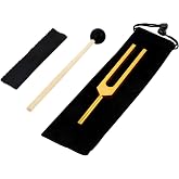 528 Hz Tuning Fork for Healing, Chakra, Sound Therapy, Musical Instrument | Golden Solfeggio Tuning Forks 528 Hz with Silicone Hammer, Cleaning Cloth and Bag