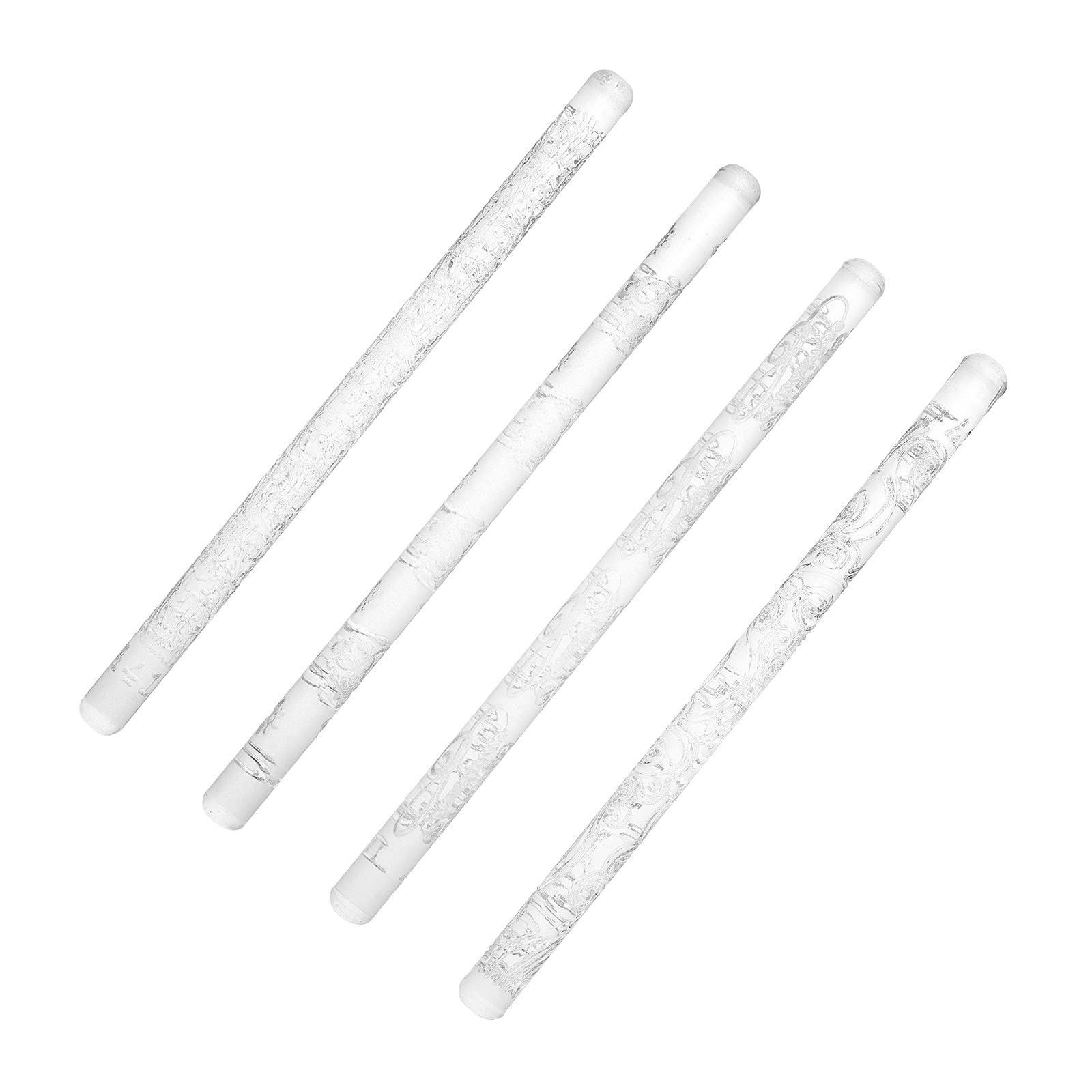 PH PandaHall 4 Style Embossing Acrylic Rolling Pin 6.3inch Pastry Rolling Pin Roller with Patterns Reusable Stamps Imprint Roll Pins for DIY Crafts Polymer Clay Baking Fondant Sugar Cookies Cake