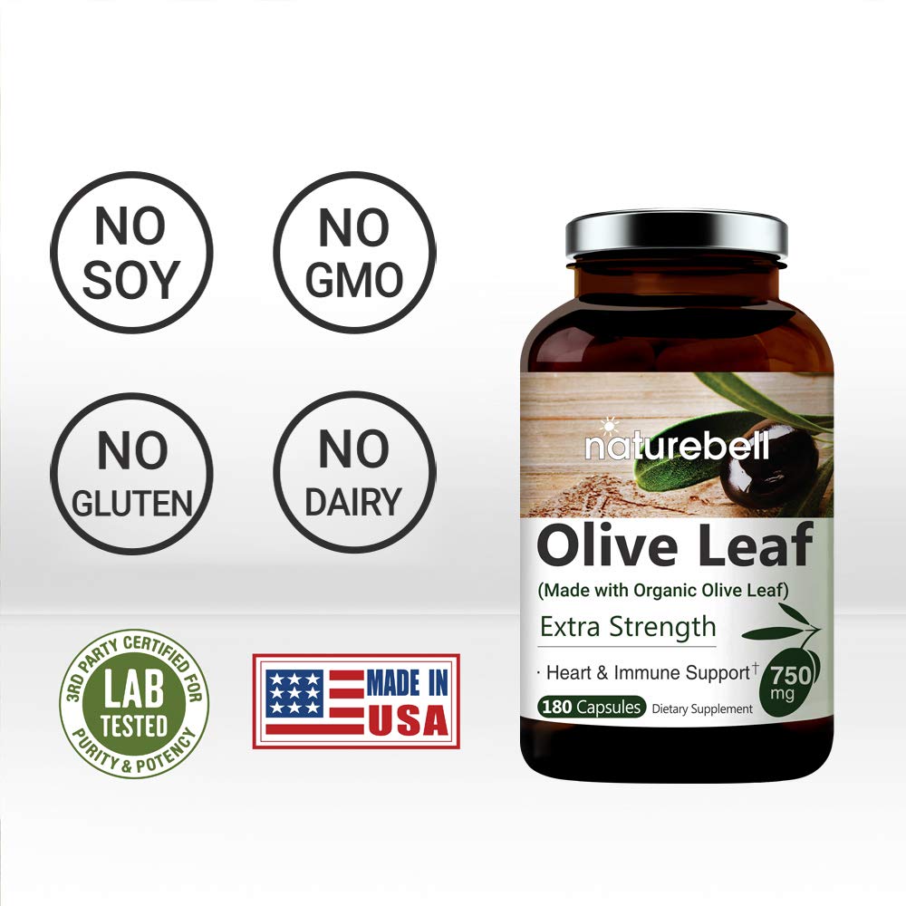 NatureBell HM180C Organic Olive Leaf Extract 750mg, Active Polyphenols