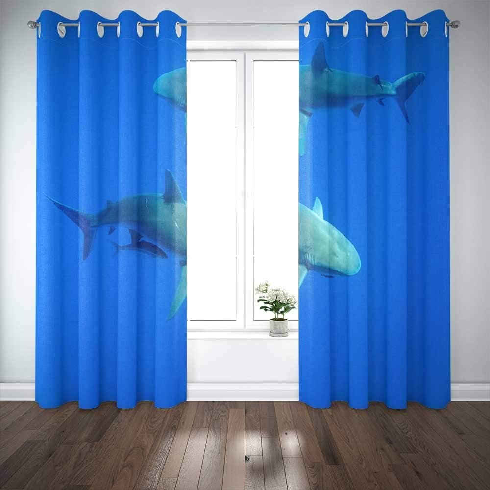 EMMTEEY Sharks Hawaii Oahu 52X63 Window Curtain Panels Kids Boys Girls 2 Panel Sets for Living Room Bedroom D&eacute;cor