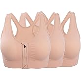 ohlyah Women's Zipper Front Closure Sports Bra Racerback Yoga Bras