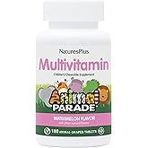 NaturesPlus Animal Parade Children's Chewable Multivitamin, Watermelon - 180 Animal-Shaped Tablets - Promotes Health & Well-Being - Vegan, Gluten Free - 90 Servings