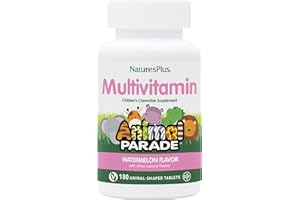 NATURESPLUS Natures Plus Animal Parade Children's Chewable Multivitamin, Watermelon - 180 Animal-Shaped Tablets - Promotes Health & Well-Being - Vegan, Gluten Free - 90 Servings