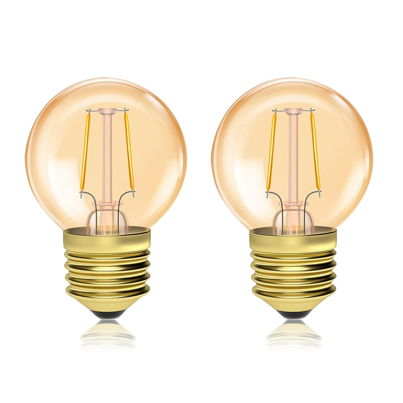 Luxvista 1.5W E27 Screw LED Light Bulb, Amber Warm White 2200K Vintage Golf Ball Shape, 20W Equivalent Low Watt, G40 Decorative Energy Saving Replacement for Indoor Lamps, Pack of 2 — image 1
