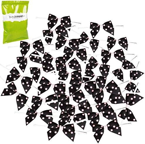 Avery Barn 50 pc Spotted Black Ribbon Bow Twist Tie Party Favor Decorations