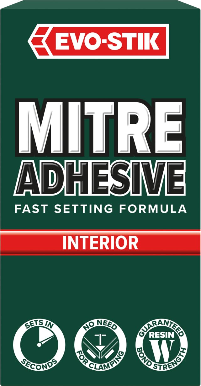 EVO-STIK Mitre Adhesive, Instantly Bonds Mitre Joints, Includes Activator Spray, Sets in Seconds, Easy to Apply, No Clamping, Size: 50g