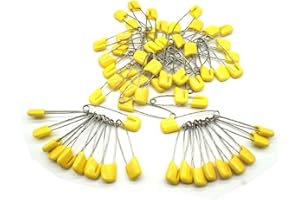 GTONEE Baby Safety Pins Secure Clips for Fastening Baby Clothes Diaper Napkins 50pcs 60PCS 30PCS (Yellow, 60 pcs)