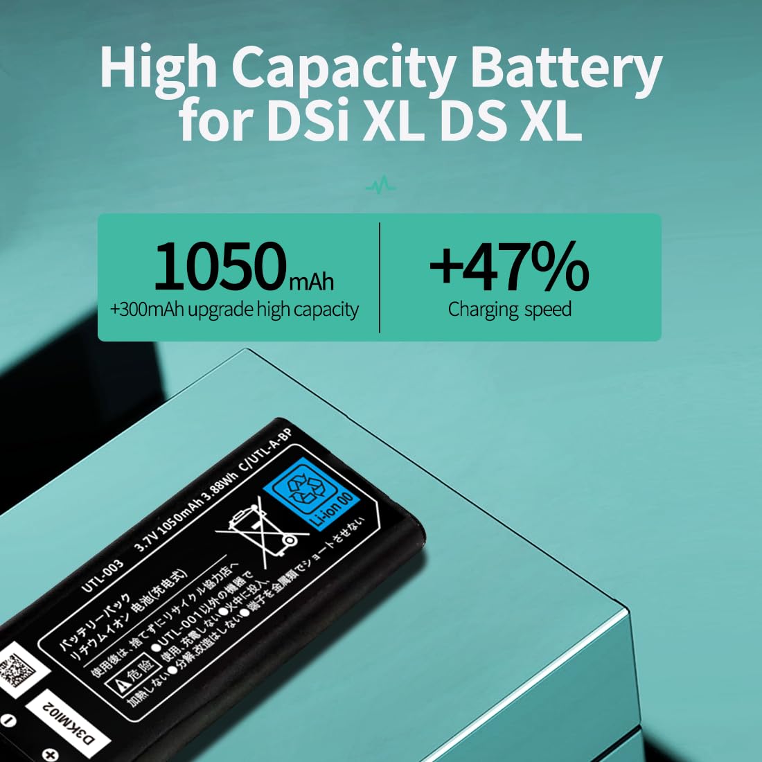 DSi XL Battery, UTL-003 Replacement Battery for Nintendo D Si XL DS X L UTL-003 DSi LL UTL-001 C UTL-A-BP(𝐍𝐞𝐰 𝐔𝐩𝐠𝐫𝐚𝐝𝐞) Game Player B attery (Not for Nintendo D Si NDSi DS Lite)