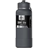 Hydrapeak 32oz Sport Insulated Water Bottle with Straw Lid, Leak & Spill Proof, Keeps Drinks Cold for 24 Hours, Hot for 12 Hours (Grey Matter)