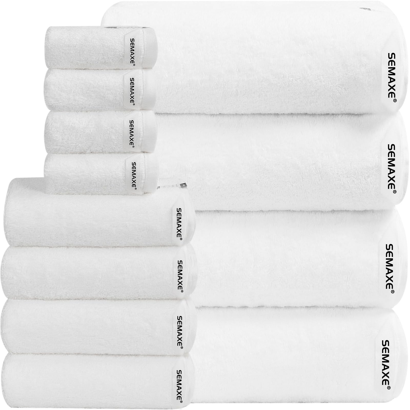 Photo 1 of SEMAXE 12-Piece Family Bathroom Towel Set - 100% Cotton, 4 Bath Towels, 4 Hand Towels, 4 Washcloths, Ultra-Soft and Super Absorbent, Lighter Weight