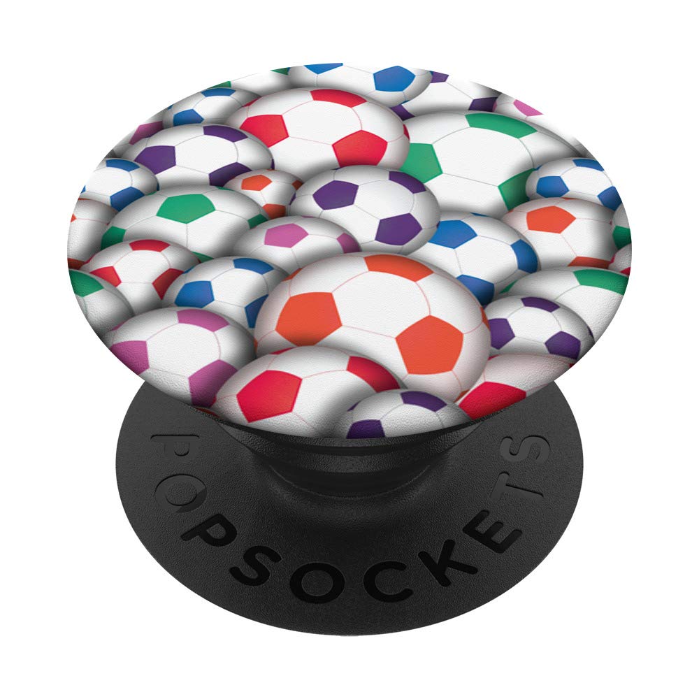 Soccer Football Mixed Colors Sports Athletic Ball Graphic PopSockets Grip and Stand for Phones and Tablets