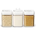 Felli Flip Tite Food Storage Containers With Lid 5” LARGE Airtight Ring Lock Flip Top, Square Acrylic Canister Jar for Rice Sugar Flour Protein Powder Oats, Kitchen Pantry Organizer, Gift Set (1.8qt)