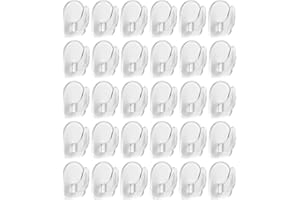20-Pack Invisible Adhesive Hooks - Heavy Duty Clear Wall Hangers for Bathroom/Kitchen Organization, Damage-Free Removable Hoo
