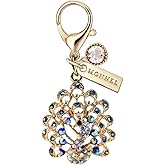 MONNEL MC314 Crystal Peacock Lobster Clasp Charm for Women with Velvet Bag (Blue,1 Piece)