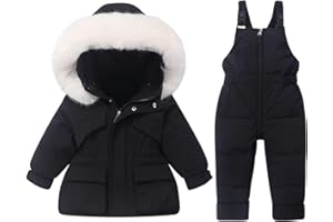 Kids 2 Piece Snowsuit Sets Girls Boys Winter Cute Hooded Puffer Jacket Snow Pants Snowboard Ski Sets Traje De Nieve