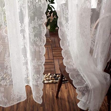 Xueer Lace Curtain Korean Pastoral Embroidery Curtain Wave White