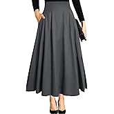 RANPHEE Women's Ankle Length High Waist A-line Flowy Long Maxi Skirt with Pockets