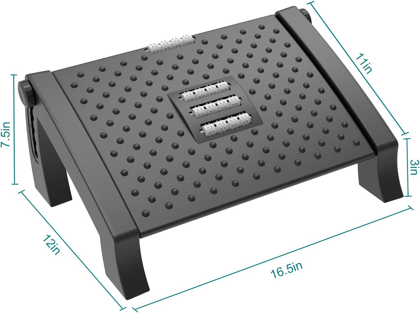 Adjustable Footrest for Under Desk, ACVCY Office Foot Rest with 6 Height Levels, Massage Texture and Roller Surface, Non Slip Base Ergonomic Under Desk Foot Rest for Improve Posture & Relief Pain : Office Products