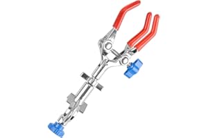 StonyLab 3 Prong Swivel Clamp, Sturdy 3 Prong Single Adjust Multipurpose 360 Degree Swivel Rubber Coated Clamp with Boss Head