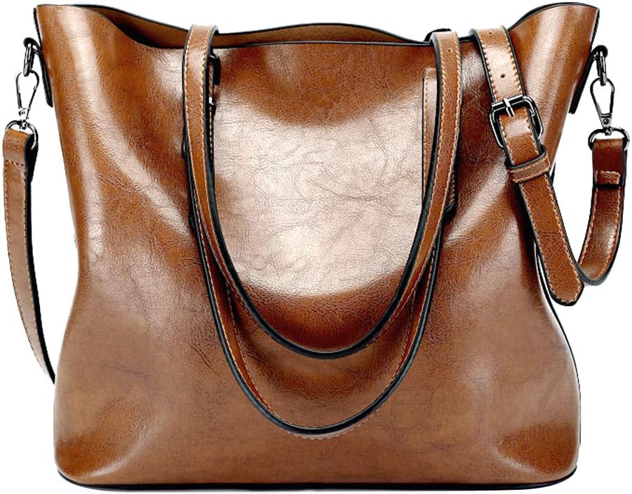 TankMR Women Handbag Tote Bag,Faux Leather Shoulder Bag,Lightweight Tote Bag Lady Stylish Handbags for Work Business School College Travel Brown