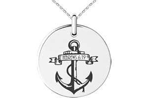 Tioneer Stainless Steel Anchor of the Soul Hebrews 6:19 Small Medallion Circle Charm Pendant Necklace