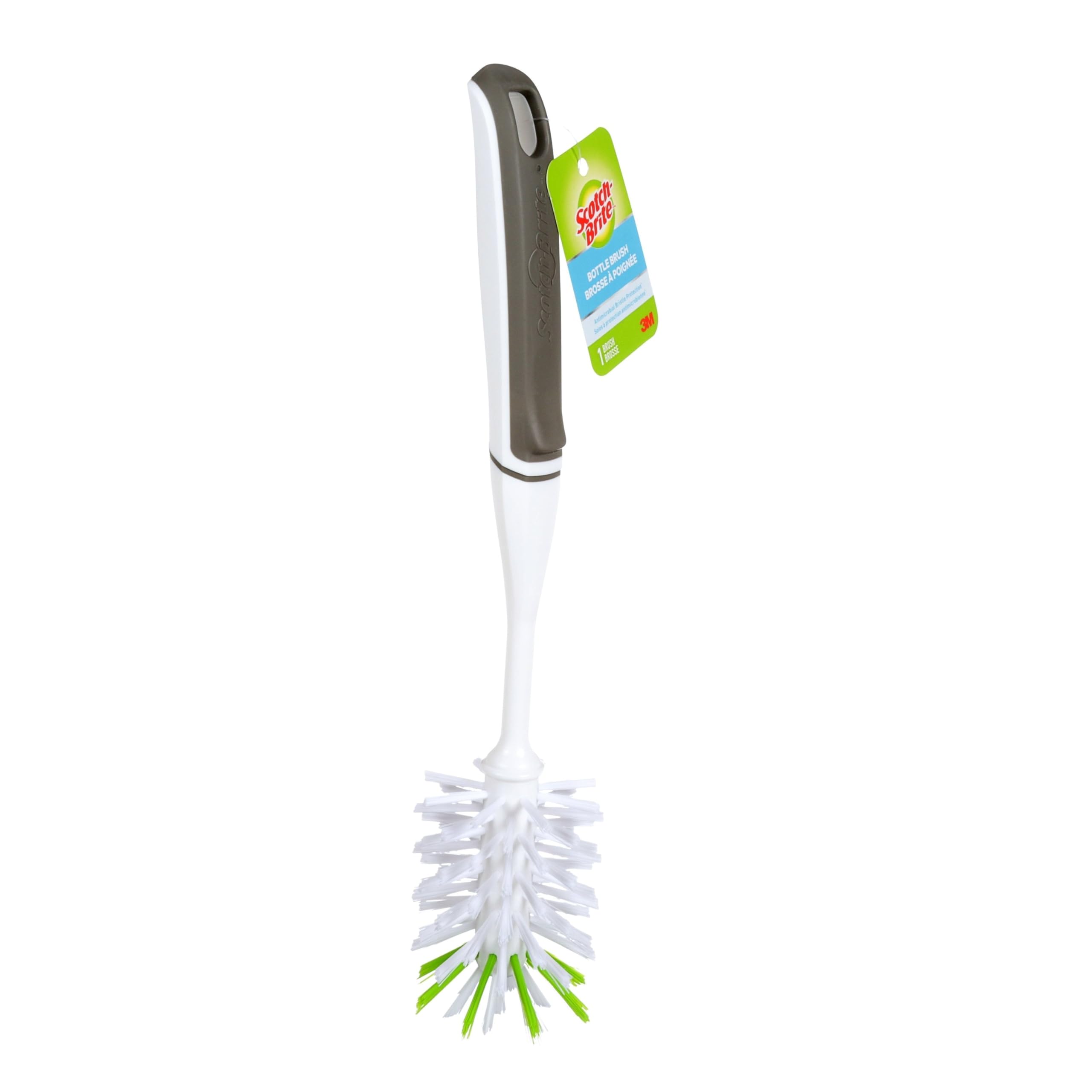 Scotch-Brite Glass and Water Bottle Brush, Long-Lasting, Safe on Glassware, Shaker Bottles, Food Processors, & More, Non-slip handle, Durable, Reusable, Clean in Top Rack of Your Dishwasher