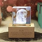 Magic Lunar Cube 3D Crystal Photo Personalized with Light Custom Cute Pet Memorial Picture Frame Loss of Dog Sympathy Gift for Women Men