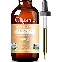 Cliganic Organic Argan Oil, 100% Pure | for Hair, Face & Skin | Cold Pressed Carrier Oil, Imported from Morocco
