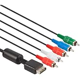 TENINYU Compatible with PS2/PS3/PS3 Slim HDTV-Ready TV HD Component AV Cable 5-Wire 6FT Black