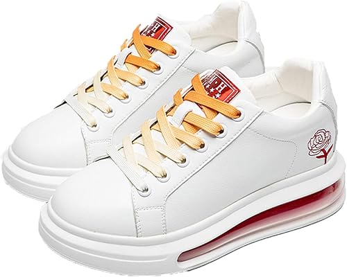 Amazon No Brand 6cmアップ スニーカー レディース スポーツシューズ 厚底 コンフォート 美脚 エアクッション グラデーション インヒール レザー 女性 秋 通気性 旅行 スポーツ 白 ヒールアップ 軽量 身長アップ スニーカー