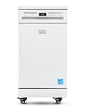 BLACK+DECKER 18” Portable Dishwasher, Compact Dish Washer with 8-Place Setting Capacity, Stainless Steel Tub, 6 Wash Programs, Worktop Space, Mobile Dishwasher with Casters, Faucet Connect, White