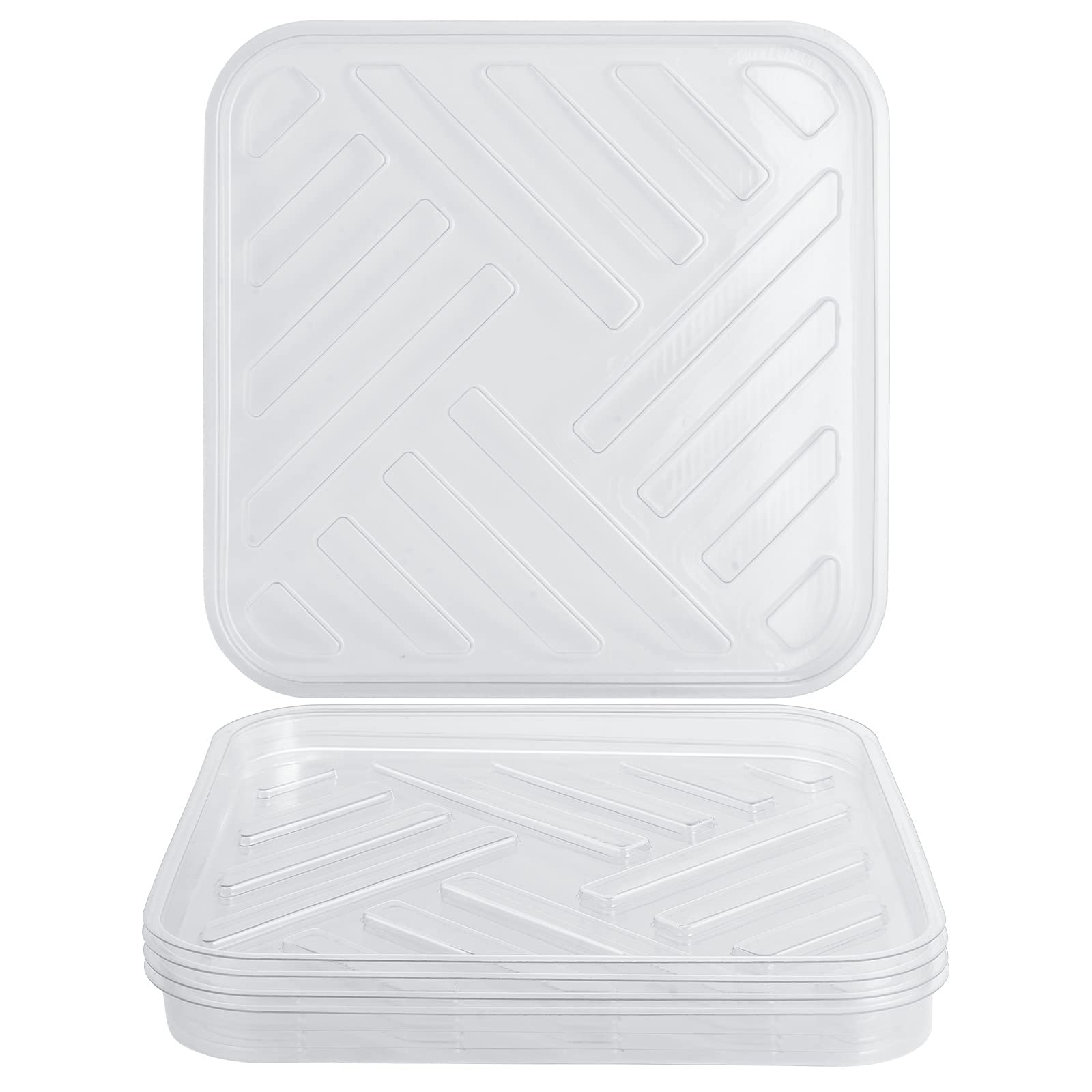 Photo 1 of Idyllize 5 Pack 10 Inch of Plastic Plant Saucer, Square Clear Drip Trays for Indoors & Outdoor Plants, Durable Thick Saucer for Flower Pot (10")